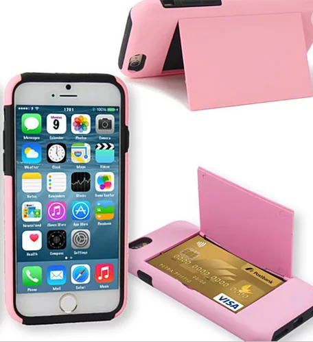 IPhone Dual Layer Credit Card and Stand Case For iPhone 6/6s & 6s/6s+