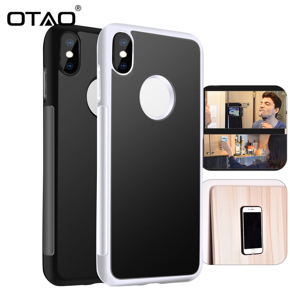 Anti Gravity Phone Bag Case For iPhone X 8 7 6S Plus Antigravity TPU Frame Magical Nano Suction Cover Adsorbed Car Case