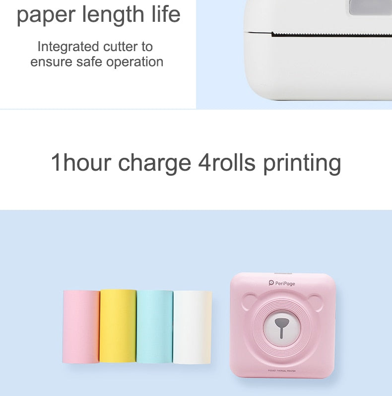 Peripage A6 Bluetooth handheld photo printer Small printer mini printer pocket printer for IOS Android system phone