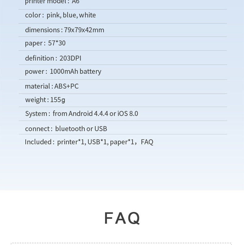 Peripage A6 Bluetooth handheld photo printer Small printer mini printer pocket printer for IOS Android system phone