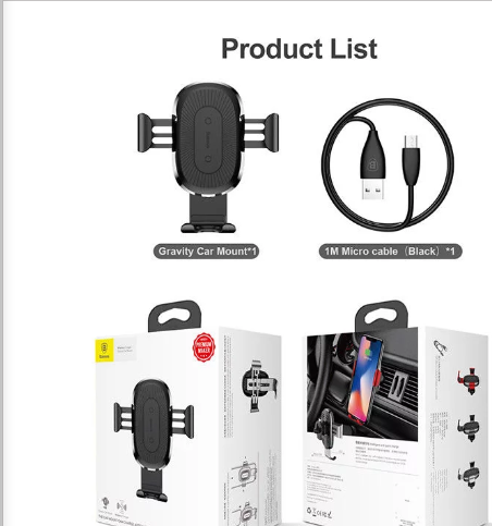 Baseus Qi Wireless Car Charger Air Vent Phone Holder for iPhone & Samsung